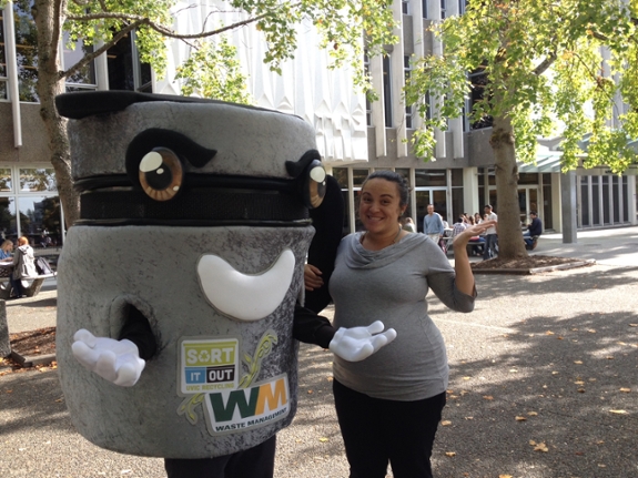 FMGT Waste Reduction Coordinator, Nadia Ariff getting a mug shot with 